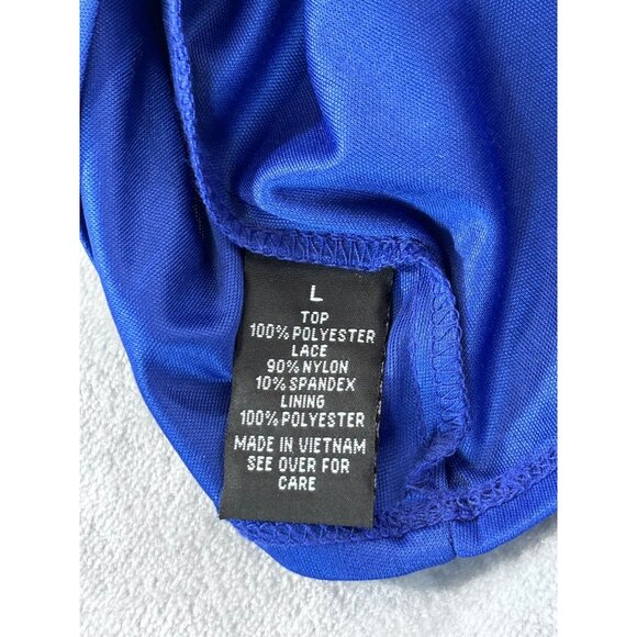 IZ Byer Women’s Large Blue Ruffle Sleeveless Blouse Tank Top Dressy Casual - Picture 4 of 11